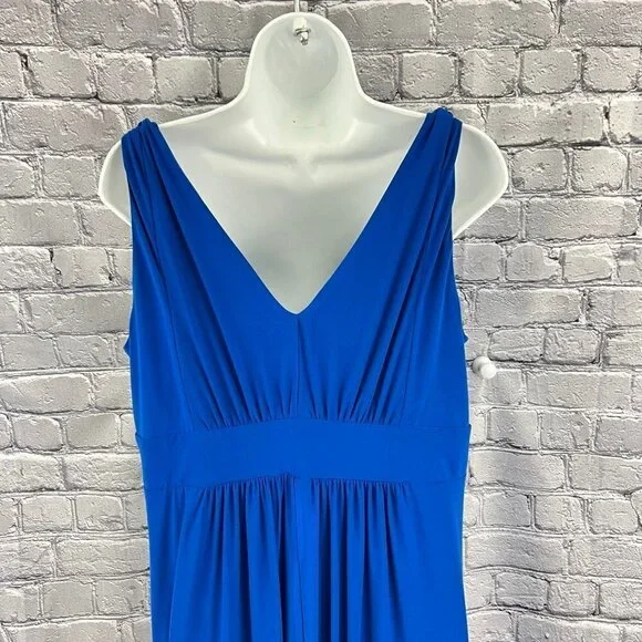 Travelsmith Blue Blue Ruffle Hem Knit Knotted Straps Maxi Dress Size M - Picture 9 of 11
